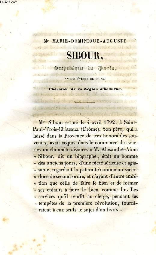 Mgr MARIE - DOMINIQUE - AUGUSTE SIBOUR, ARCHEVEQUE DE PARIS, ANCIEN EVEQUE DE DIGNE, CHAVALIER DE LA LEGION D'HONNEUR