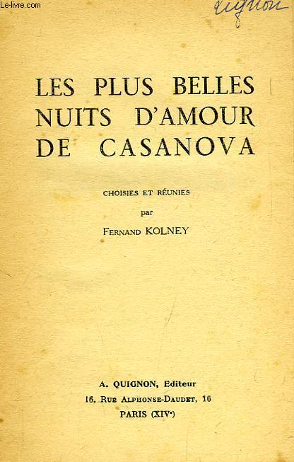 LES PLUS BELLES NUITS D'AMOUR DE CASANOVA