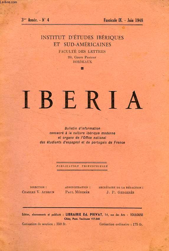IBERIA, 3e ANNEE, N 4, FASC. IX, JUIN 1948
