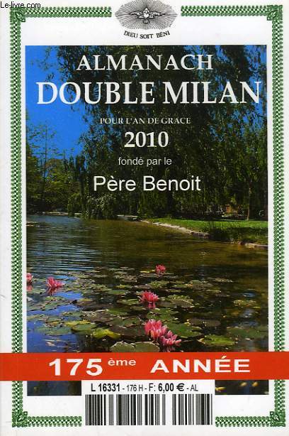 ALMANACH DOUBLE MILAN, POUR L'AN DE GRACE 2010, 175e ANNEE