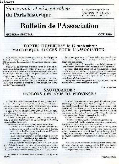 SAUVEGARDE ET MISE EN VALEUR DU PARIS HISTORIQUE, N SPECIAL, OCT. 1989