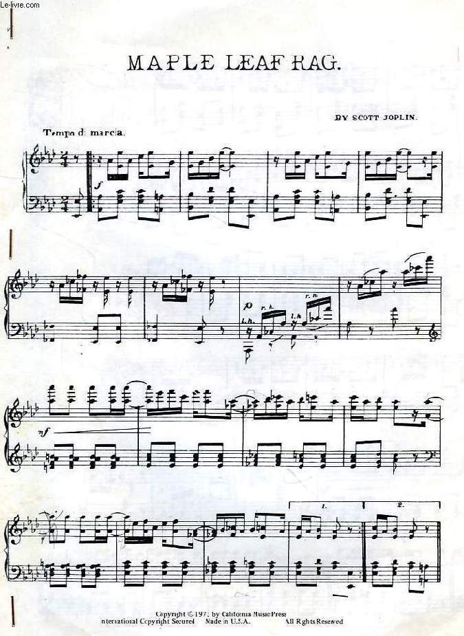 MAPLE LEAF RAG, PARTITIONS (PHOTOCOPIES)