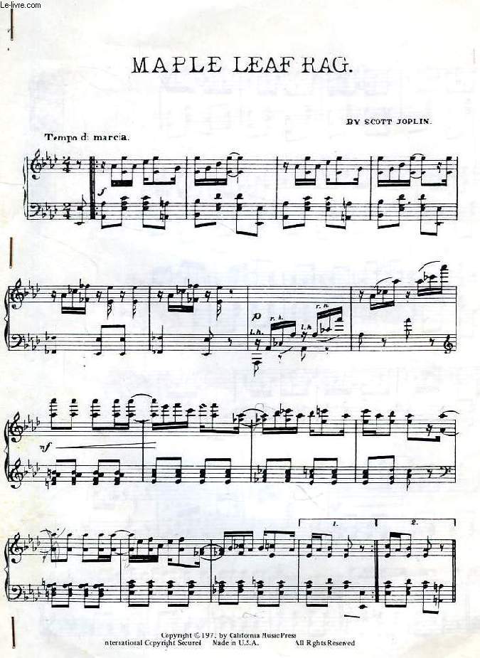 MAPLE LEAF RAG, PARTITIONS (PHOTOCOPIES) - JOPLIN SCOTT - 1973 - Afbeelding 1 van 1