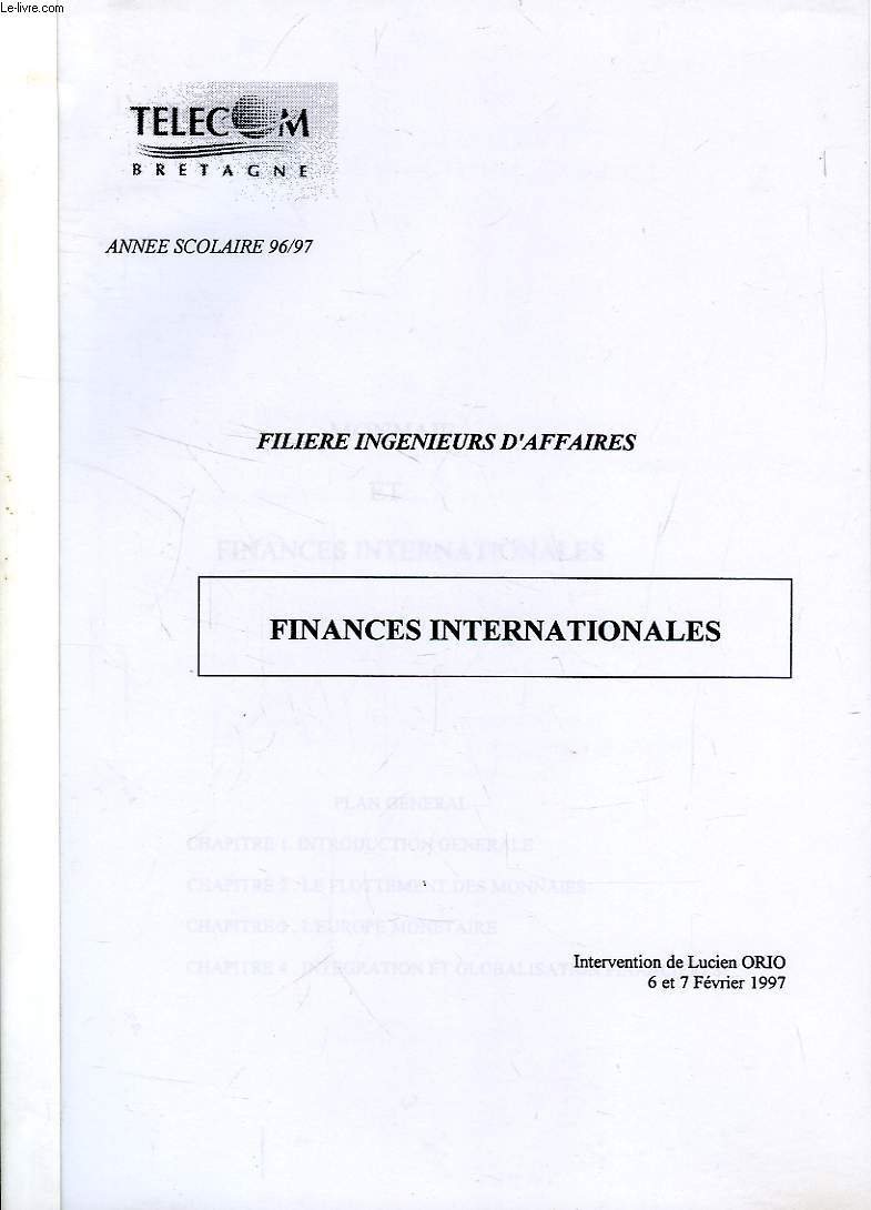 FILIERE INGENIEURS D'AFFAIRES, FINANCES INTERNATIONALES