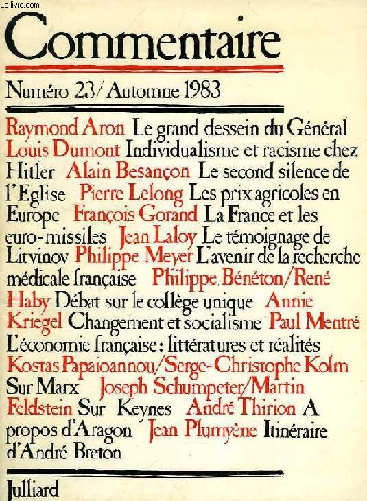 COMMENTAIRE, N 23, AUTOMNE 1983