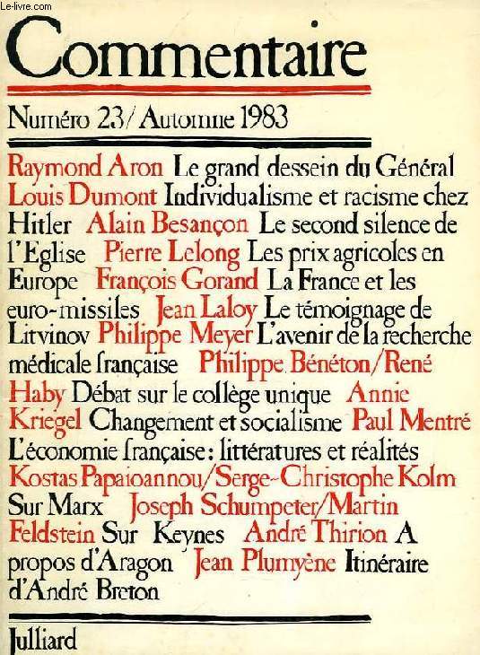 COMMENTAIRE, N 23, AUTOMNE 1983