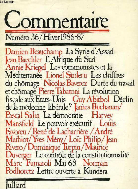 COMMENTAIRE, N 36, HIVER 1986-1987