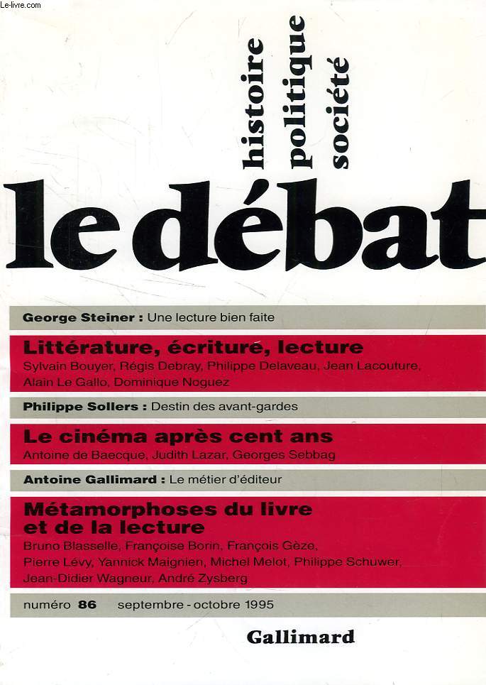LE DEBAT, HISTOIRE, POLITIQUE, SOCIETE, N 86, SEPT.-OCT. 1995