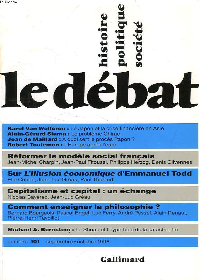 LE DEBAT, HISTOIRE, POLITIQUE, SOCIETE, 101, SEPT.-OCT. 1998