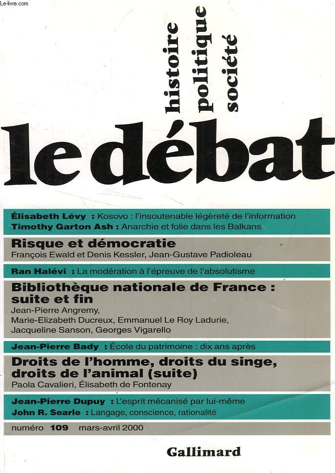 LE DEBAT, HISTOIRE, POLITIQUE, SOCIETE, N 109, MARS-AVRIL 2000