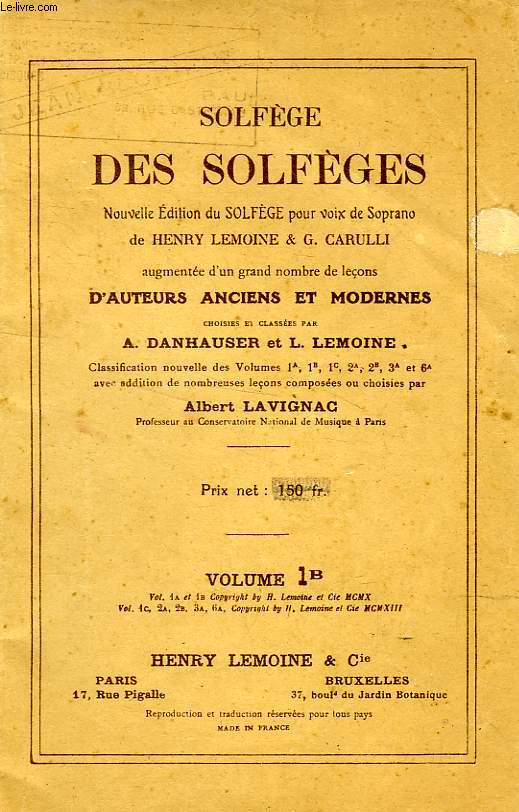 SOLFEGE DES SOLFEGES, VOLUME 1B
