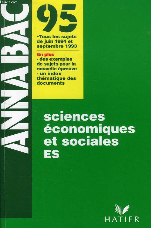 ANNABAC 95, SCIENCES ECONOMIQUES ET SOCIALES, ES