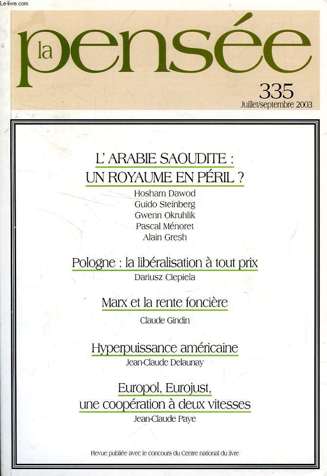 LA PENSEE, N 335, JUILLET-SEPT. 2003