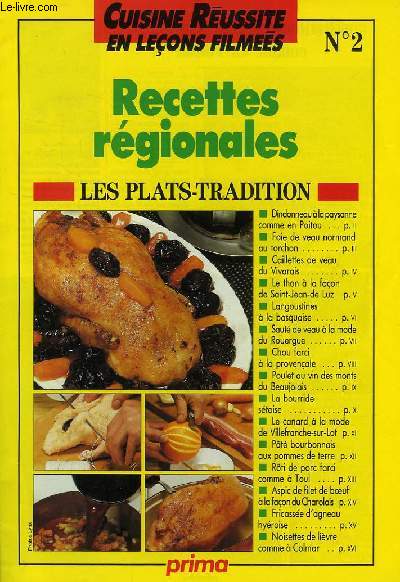 CUISINE REUSSITE EN LECONS FILMEES, N 2, RECETTES REGIONALES