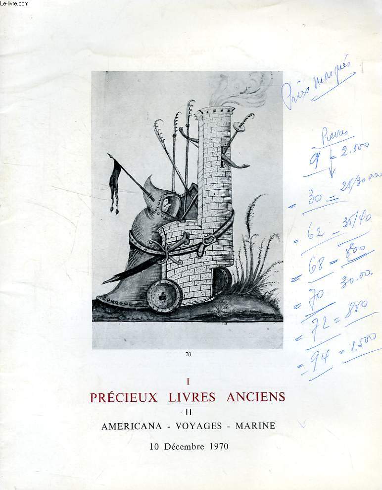 PRECIEUX LIVRES ANCIENS, II. AMERICANA, VOYAGES, MARINE (CATALOGUE)