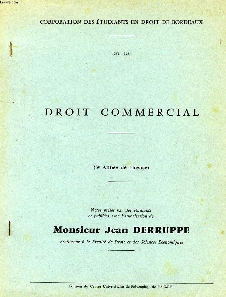 DROIT COMMERCIAL (3e ANNEE DE LICENCE)