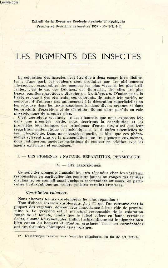 LES PIGMENTS DES INSECTES