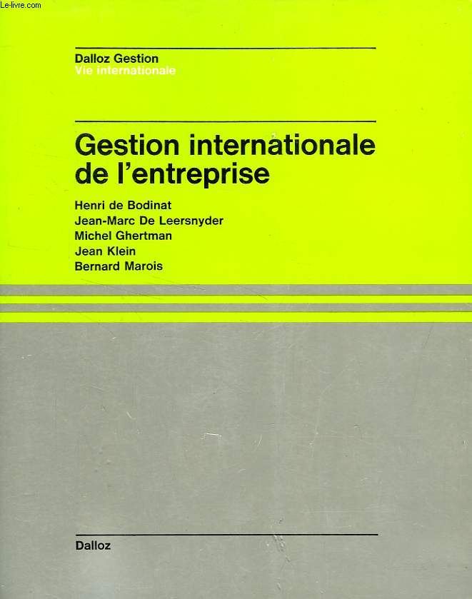 GESTION INTERNATIONALE DE L'ENTREPRISE