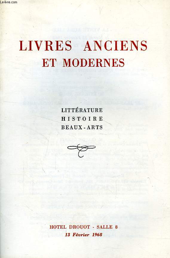 LIVRES ANCIENS ET MODERNES (CATALOGUE)