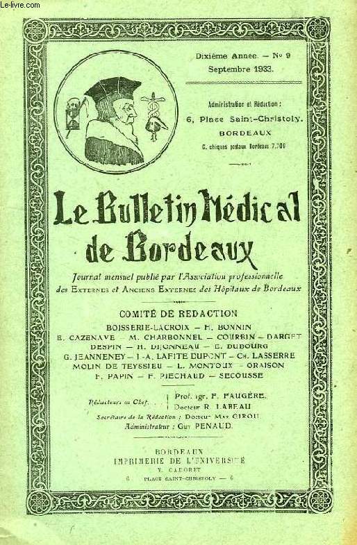 LE BULLETIN MEDICAL DE BORDEAUX, 10e ANNEE, N 9, SEPT. 1933