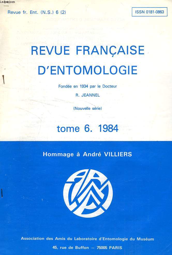 REVUE FRANCAISE D'ENTOMOLOGIE, TOME 6 (2), 1984 (EXTRAIT), TROPINOTA (EPICOMETIS) VILLIERSI, NOUVELLE ESPECE DU MOYEN-ORIENT (COL. SCARABAEOIDEA, CATONIIDAE)