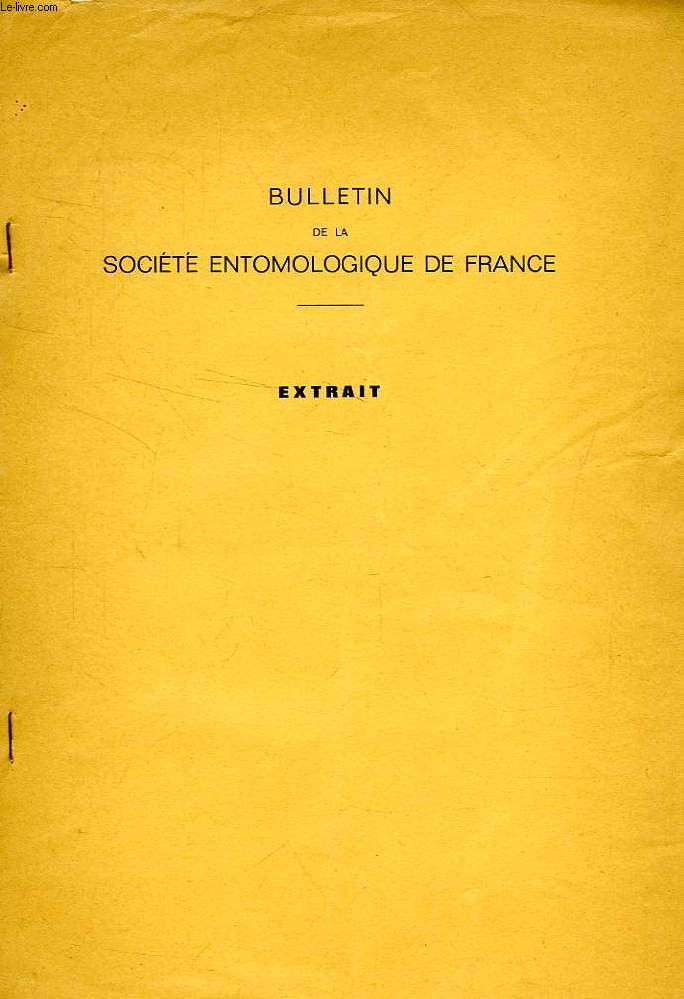 BULLETIN DE LA SOCIETE ENTOMOLOGIQUE DE FRANCE (EXTRAIT), TOME 73, SEPT.-OCT. 1968, REVISION DU SOUS-GENRE THORECTES MULSANT (COL. SCARABAEOIDEA)