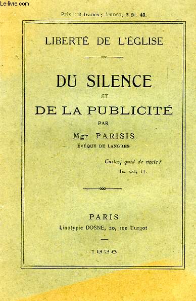 DU SILENCE ET DE LA PUBLICITE