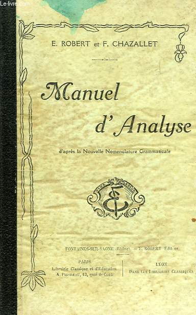 MANUEL D'ANALYSE