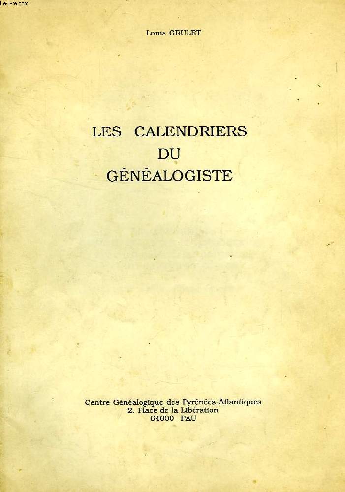 LES CALENDRIERS DU GENEALOGISTE