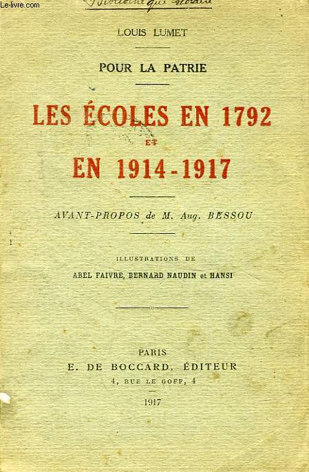LES ECOLES EN 1792 ET EN 1914-1917