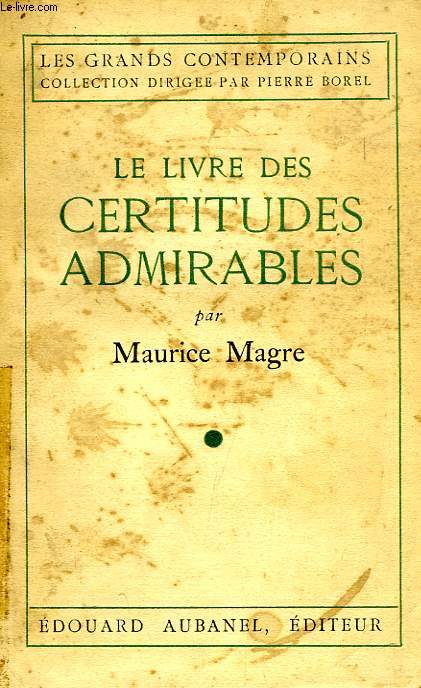 LE LIVRE DES CERTITUDES ADMIRABLES