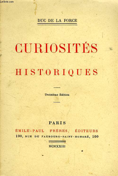 CURIOSITES HISTORIQUES