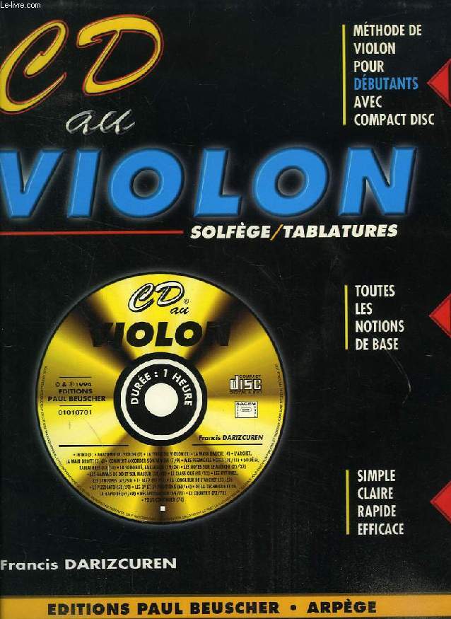 CD AU VIOLON, SOLFEGE ET TABLATURES