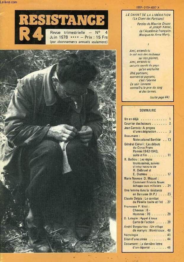 RESISTANCE R4, N 4, JUIN 1978