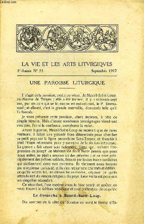 LA VIE & LES ARTS LITURGIQUES, N 33, SEPT. 1917