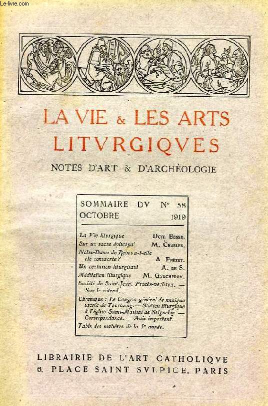 LA VIE & LES ARTS LITURGIQUES, N 58, OCT. 1919