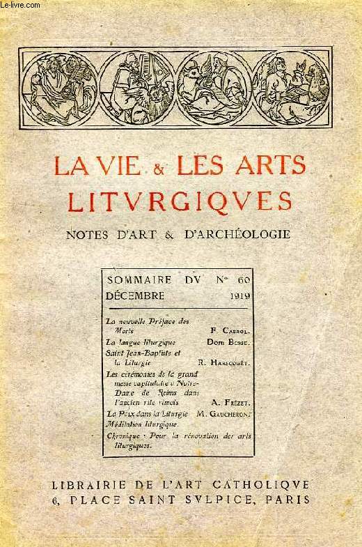 LA VIE & LES ARTS LITURGIQUES, N 60, DEC. 1919