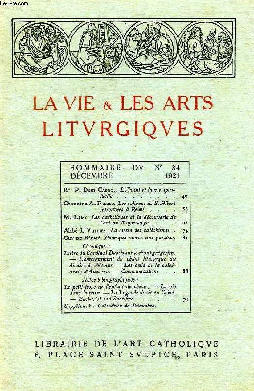 LA VIE & LES ARTS LITURGIQUES, N 84, DEC. 1921