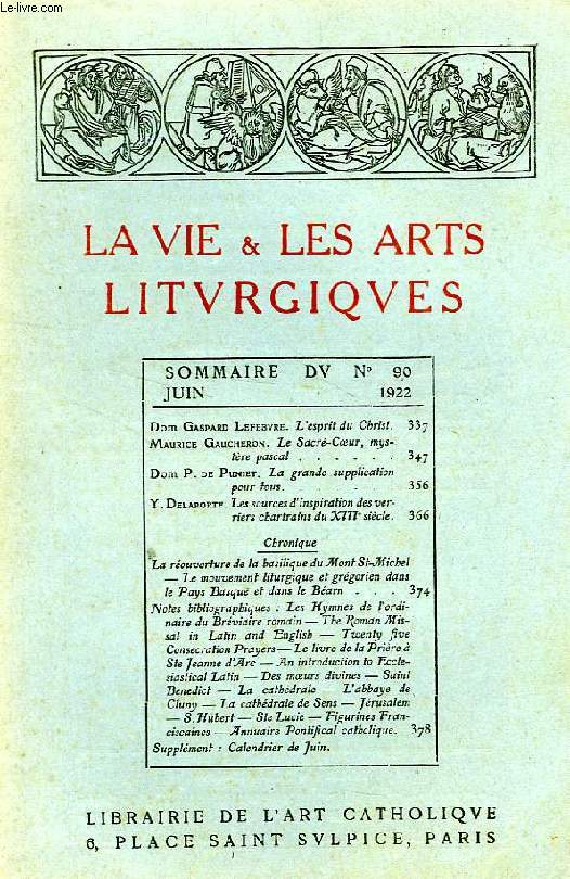 LA VIE & LES ARTS LITURGIQUES, N 90, JUIN 1922