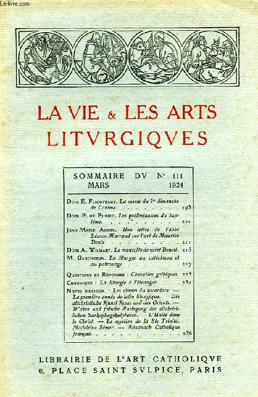 LA VIE & LES ARTS LITURGIQUES, N 111, MARS 1924