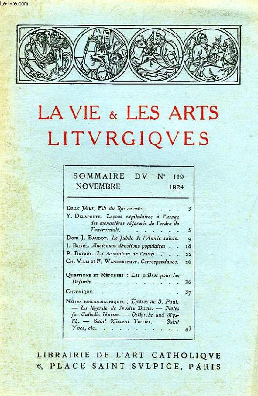 LA VIE & LES ARTS LITURGIQUES, N 119, NOV. 1924