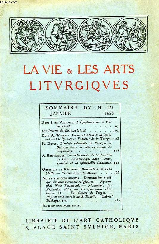 LA VIE & LES ARTS LITURGIQUES, N 121, JAN. 1925