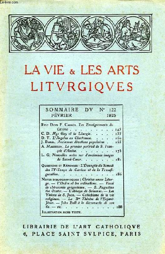 LA VIE & LES ARTS LITURGIQUES, N 122, FEV. 1925
