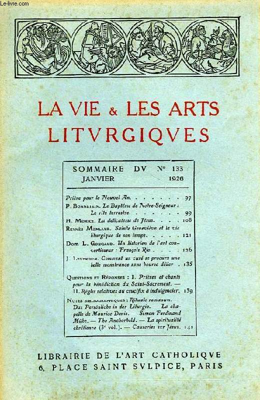 LA VIE & LES ARTS LITURGIQUES, N 133, JAN. 1926