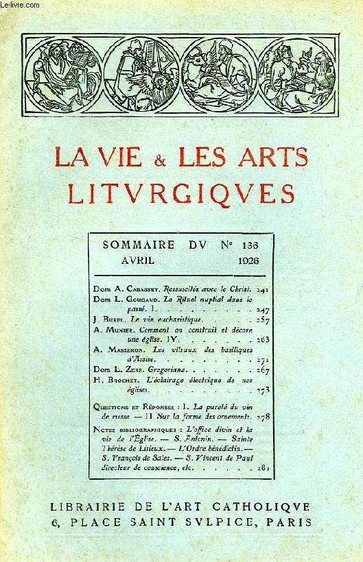 LA VIE & LES ARTS LITURGIQUES, N 136, AVRIL 1926