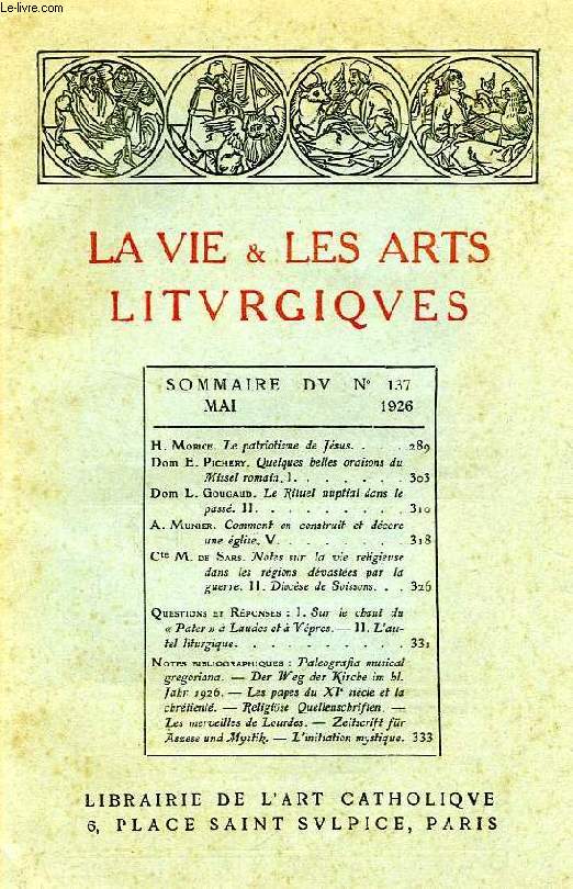 LA VIE & LES ARTS LITURGIQUES, N 137, MAI 1926