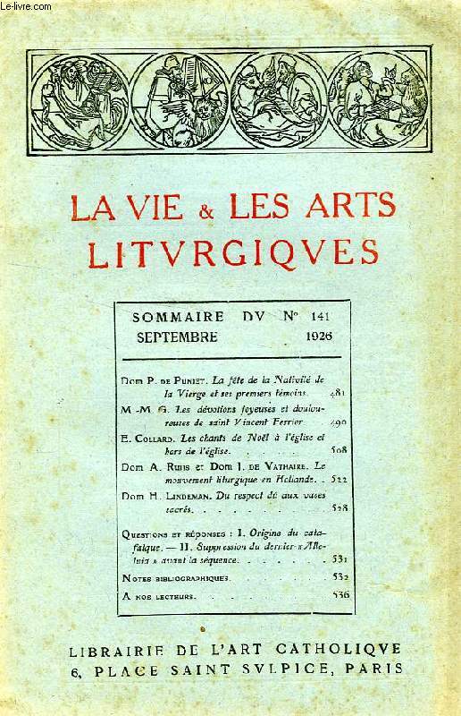 LA VIE & LES ARTS LITURGIQUES, N 141, SEPT. 1926