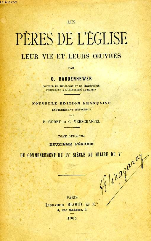 LES PERES DE L'EGLISE, LEUR VIE ET LEURS OEUVRES, TOME II, 2e PERIODE, DU COMMENCEMENT DU IVe SIECLE AU MILIEU DU Ve