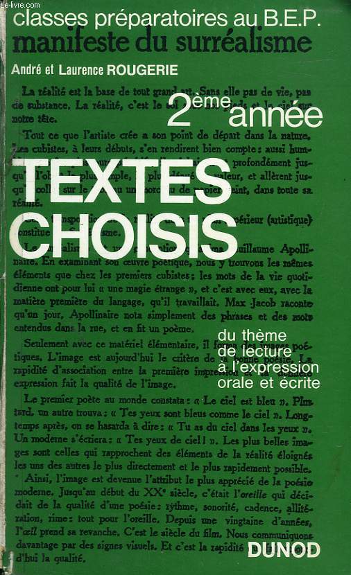 TEXTES CHOISIS, DU THEME DE LECTURE A L'EXPRESSION ORALE ET ECRITE, B.E.P. 2e ANNEE