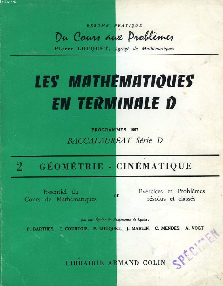 LES MATHEMATIQUES EN TERMINALE D, 2. GEOMETRIE - CINEMATIQUE
